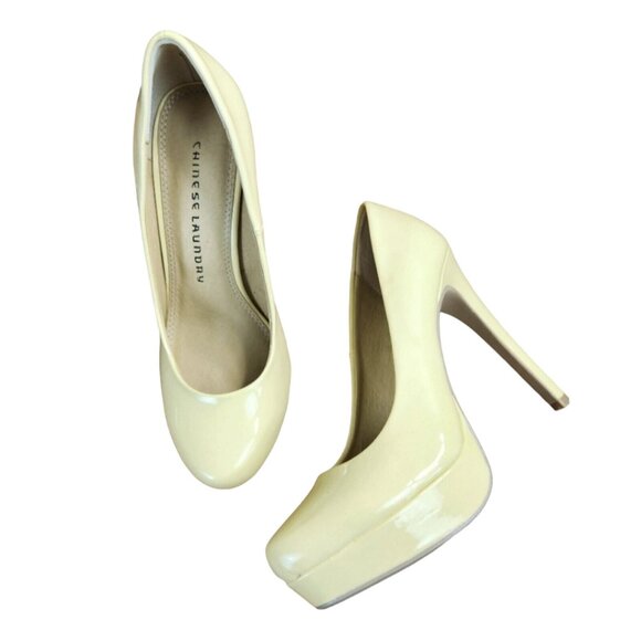 Chinese Laundry Platform Pumps Sz 7 Cream Heels - Picture 1 of 10